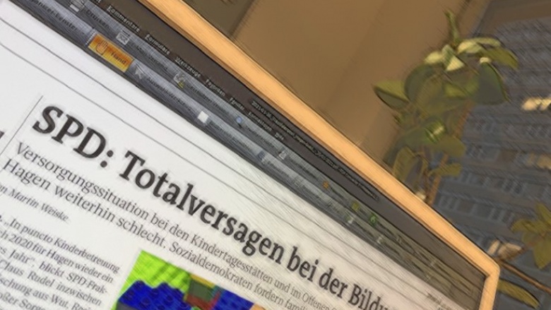 Das Bild zeigt einen Monitor mit dem Zeitungsartikel vom 26.01.2021