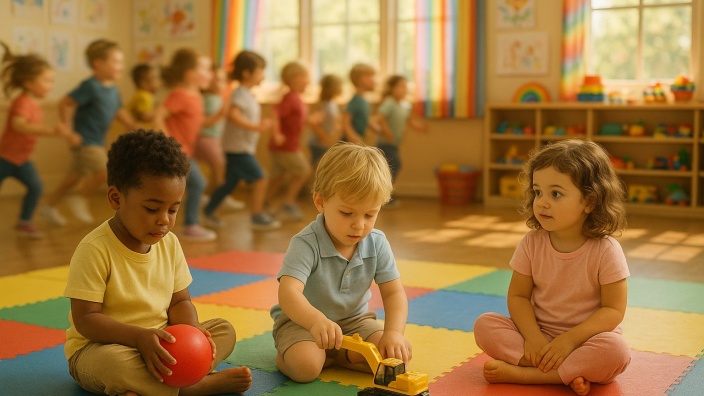 Das Bild zeigt virtuelle Kinder einer virtuellen Kita-Gruppe.